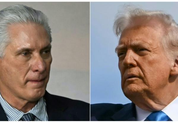 Combinaison de photos créée le 11 janvier 2026 montrant à gauche le président cubain Miguel Diaz-Canel et à droite le président américain Donald Trump