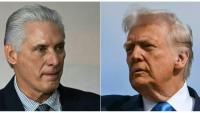 Combinaison de photos créée le 11 janvier 2026 montrant à gauche le président cubain Miguel Diaz-Canel et à droite le président américain Donald Trump