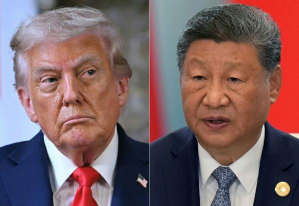 Portraits des présidents américain Donald Trump et chinois Xi Jinping