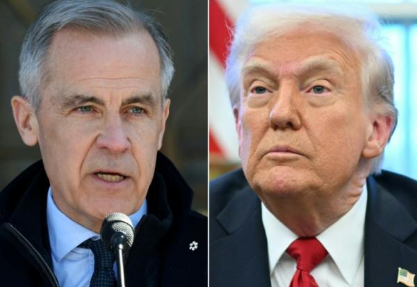 Combo photo créé le 28 mars 2025 montrant Mark Carney (à gauche) et Donald Trump (à droite)