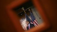 Le chef de la minorité démocrate à la Chambre des représentants américaine, Hakeem Jeffries, lors d'une conférence de presse au Capitole, à Washington, aux Etats-Unis, le 1er octobre 2025