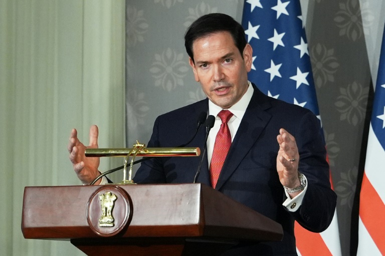 Marco Rubio, lors d'une conférence de presse à New Delhi, le 24 mai 2026.