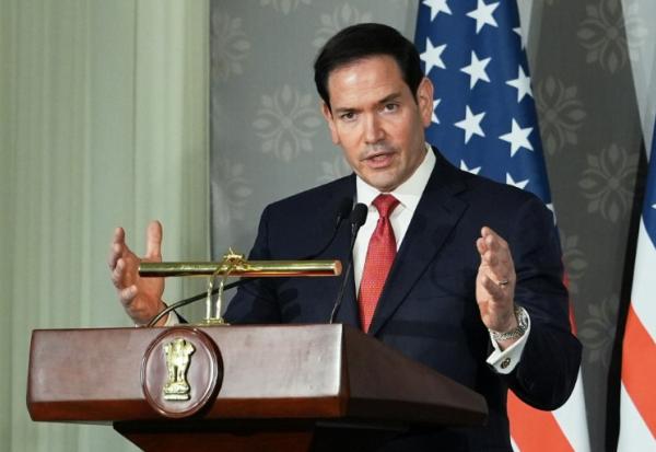 Marco Rubio, lors d'une conférence de presse à New Delhi, le 24 mai 2026.