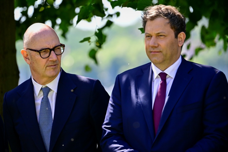 Le ministre français de l'Économie et des Finances et le ministre allemand des Finances et vice-chancelier Lars Klingbeil, à Berlin le 28 mai 2026