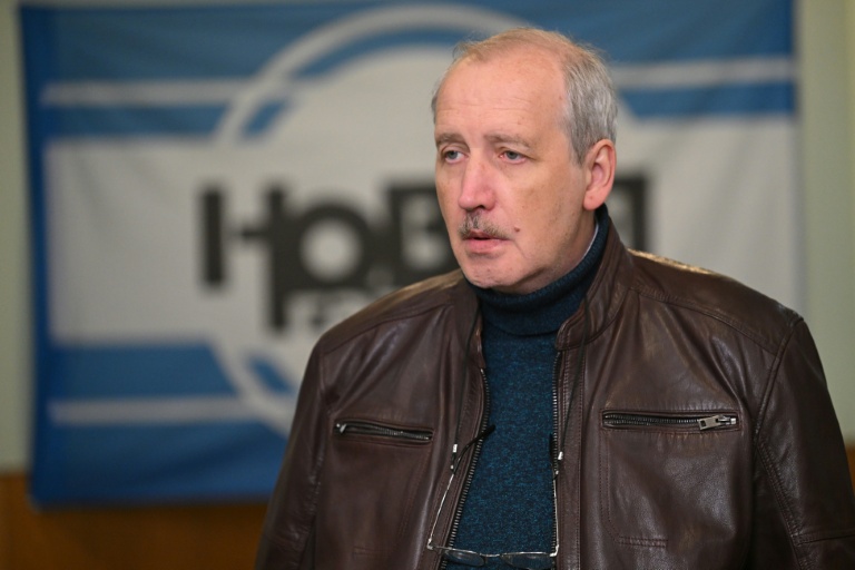 Le rédacteur en chef de Novaïa Gazeta, Sergueï Sokolov, dans les locaux du journal indépendant russe, le 6 octobre 2026 à Moscou