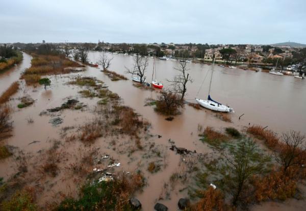 Débordement de l'Hérault après des fortes pluies à Agde, le 23 décembre 2025 dans l'Hérault
