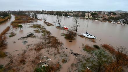 Débordement de l'Hérault après des fortes pluies à Agde, le 23 décembre 2025 dans l'Hérault