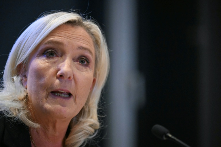 Marine Le Pen, candidate du Rassemblement national (RN), le 14 octobre 2026 à Bruxelles