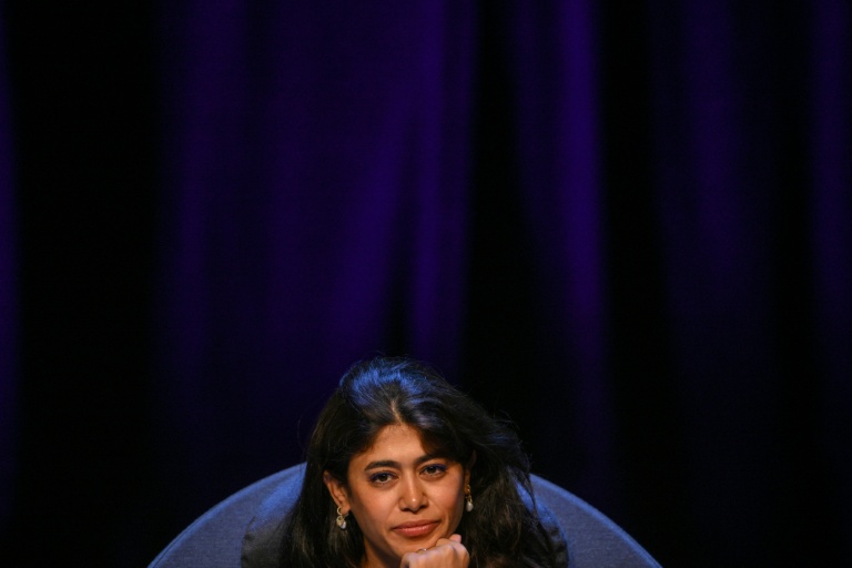 L'eurodéputée franco-palestinienne Rima Hassan, lors des conférences d'été 