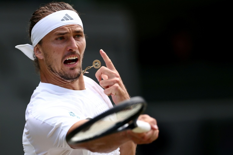Le N.3 mondial Alexander Zverev en demi-finale de Wimbledon contre le Britannique Arthur Féry, le 10 juillet 2026 à Londres