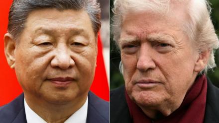 Cette combinaison de photos réalisée le 24 novembre 2025 montre le président chinois Xi Jinping (à gauche) à Pékin le 12 novembre 2025, et le président américain Donald Trump (à droite) à Washington le 22 novembre 2025