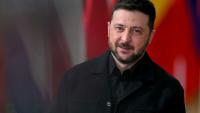 Le président ukrainien Volodymyr Zelensky s'exprime depuis Bruxelles le 23 octobre 2025