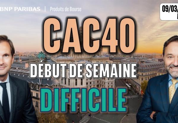 CAC40 : Début de semaine difficile - 100 % Marchés - 09/03/2026 - M