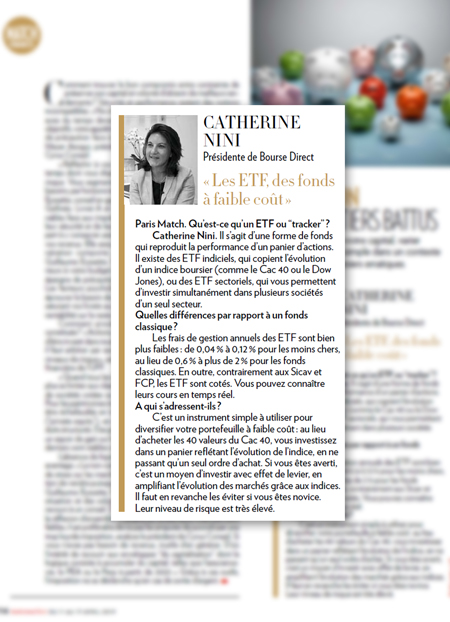 Interview de Catherine Nini - Dossier Paris Match - édition Match FINANCES